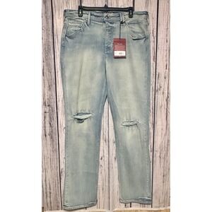 Vayder Amedeo Destructed Straight Fit Jeans Mens 34 Light‎ Blue Made in USA NEW
